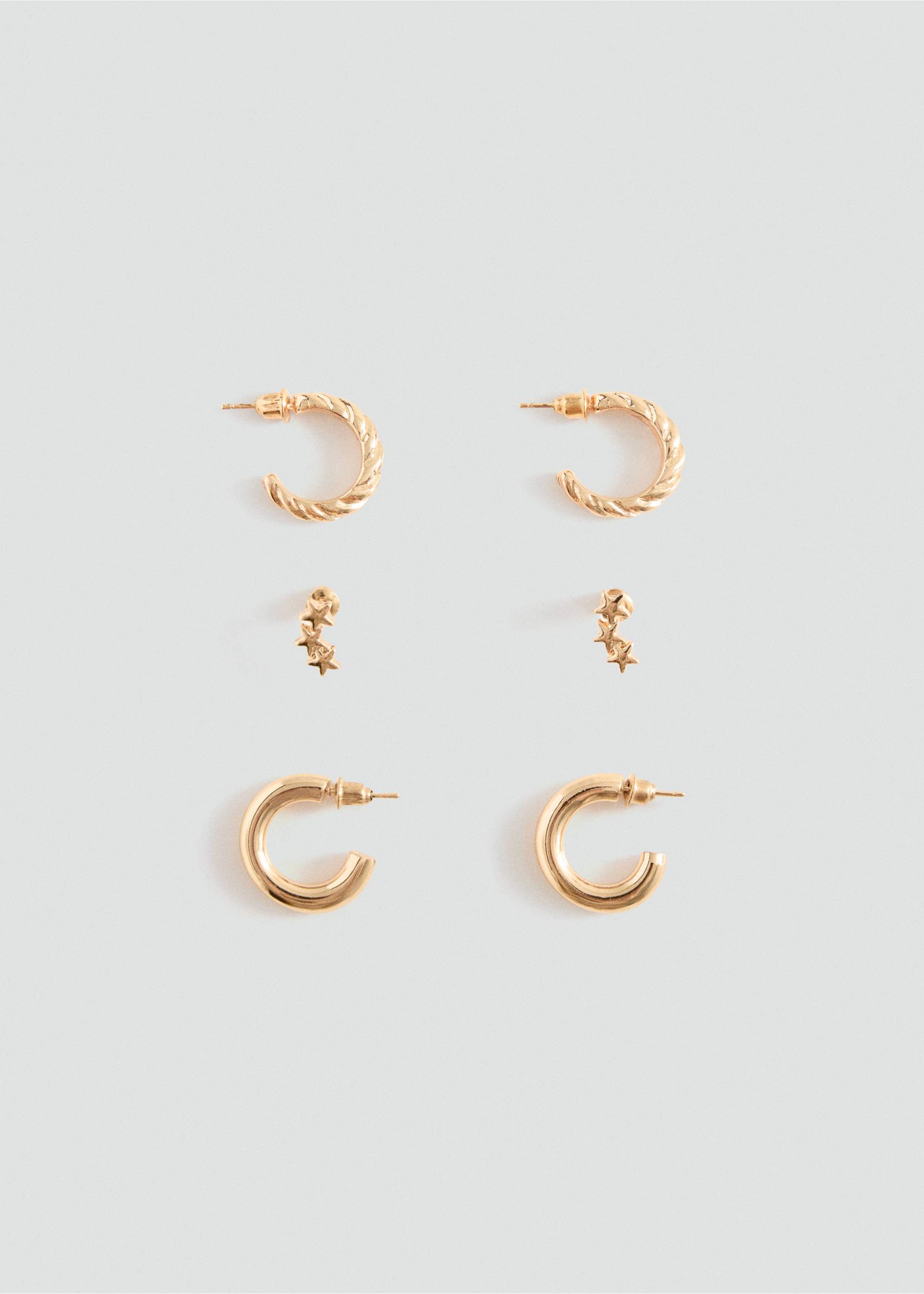 Pack of 3 assorted earrings - Article without model, Gold. Ref: 37035179-00.