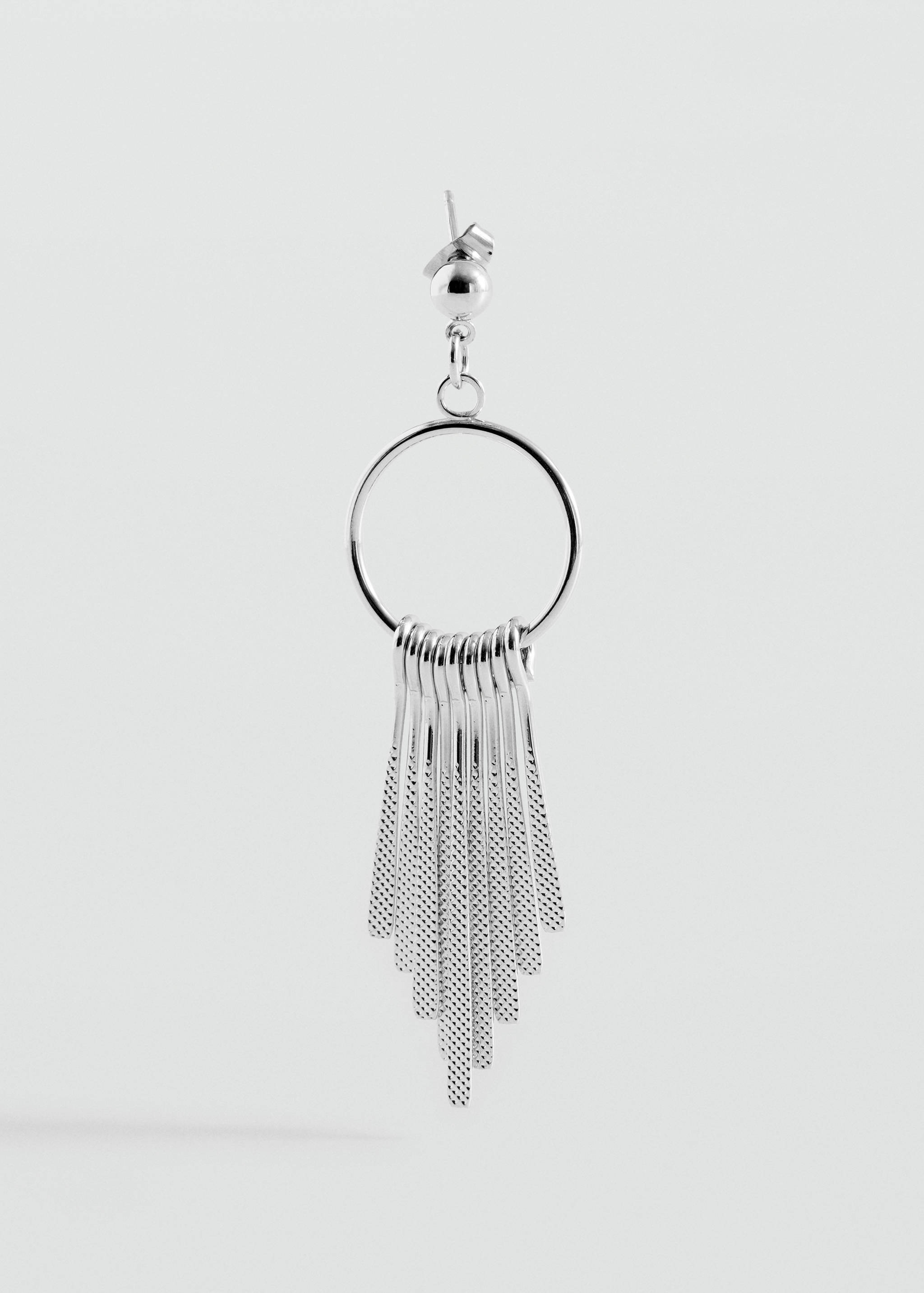 Silver drop earring with a hoop and textured cascading fringe.