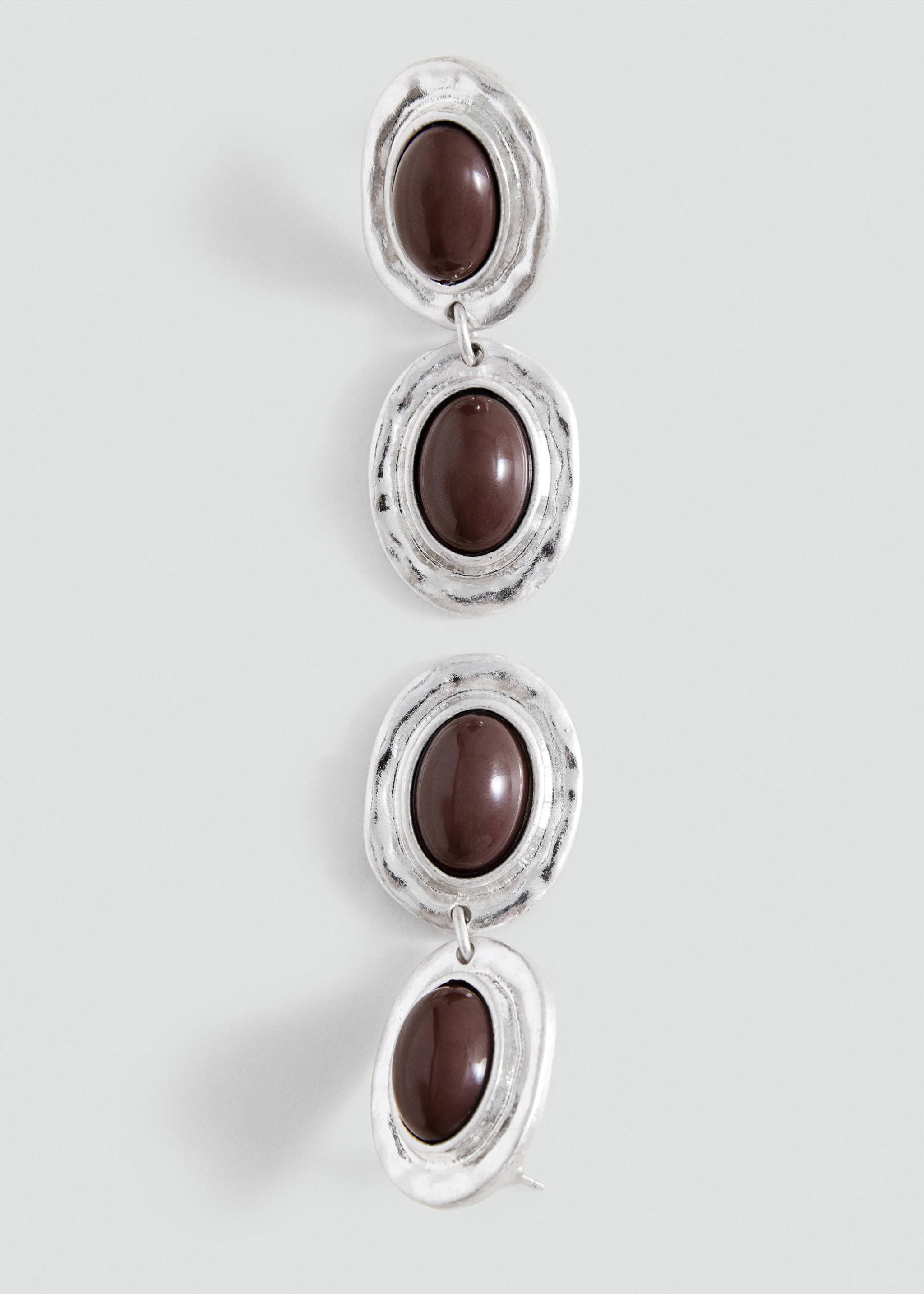 Beaded resin earrings - Medium plane, Silver. Ref: 37035183-00.