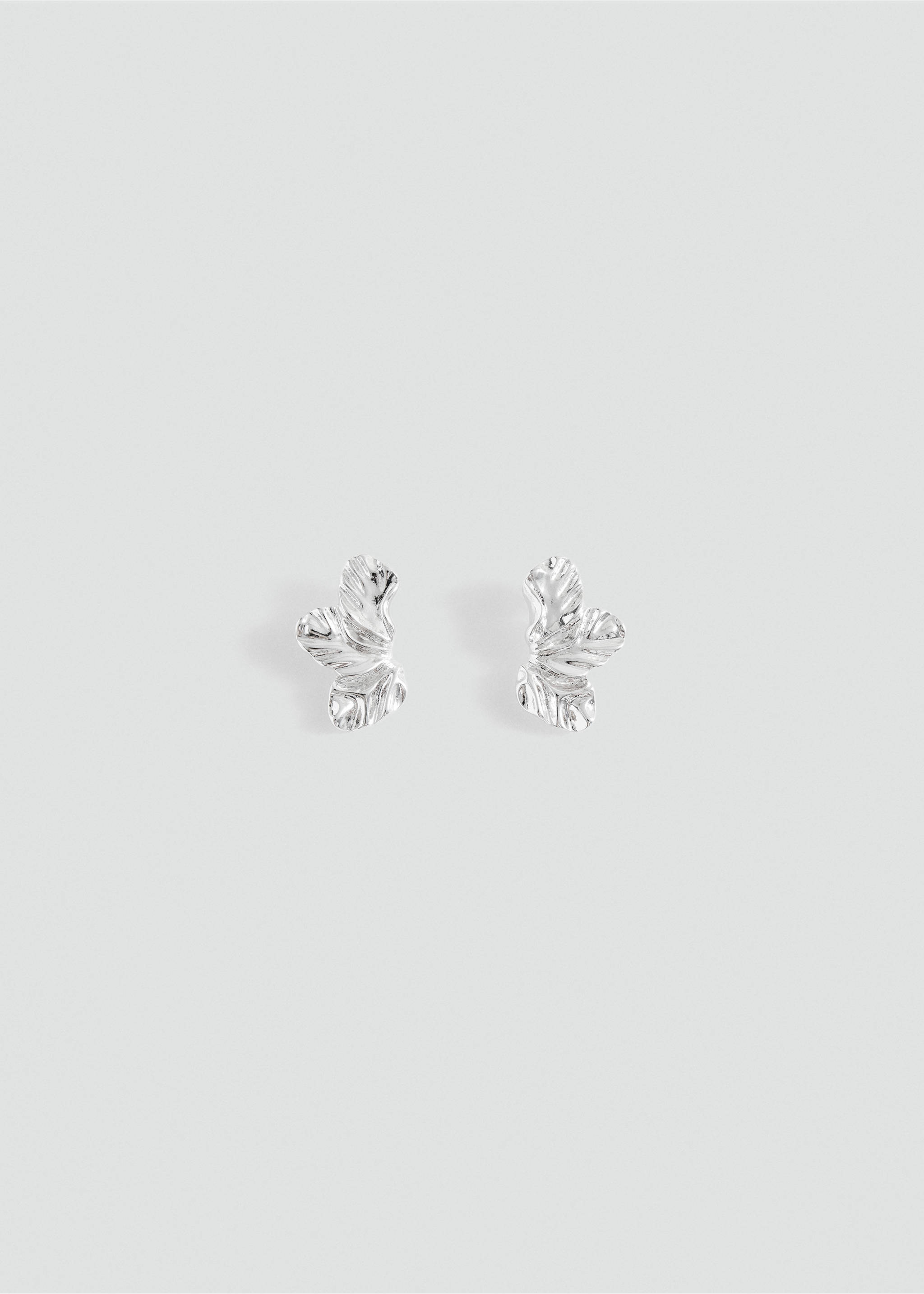 Silver-coloured earrings with an organic, textured sculptural design., Silver. Ref: 37035187-00.