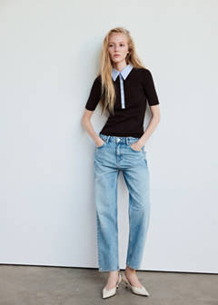 Ribbed jersey with contrast collar — Chocolate 2
