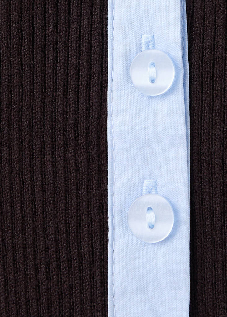 Ribbed jersey with contrast collar — Chocolate
