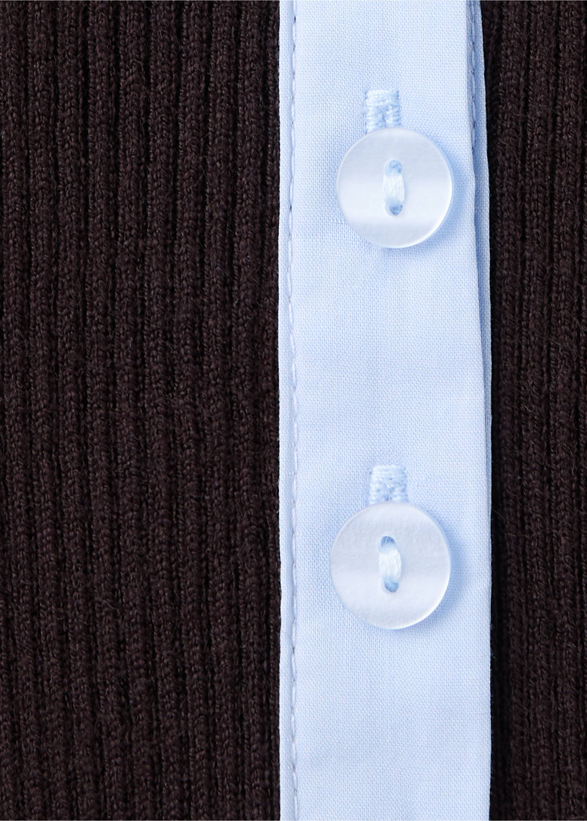 Ribbed jersey with contrast collar - Details of the article 0, Chocolate. Ref: 37035837-00.