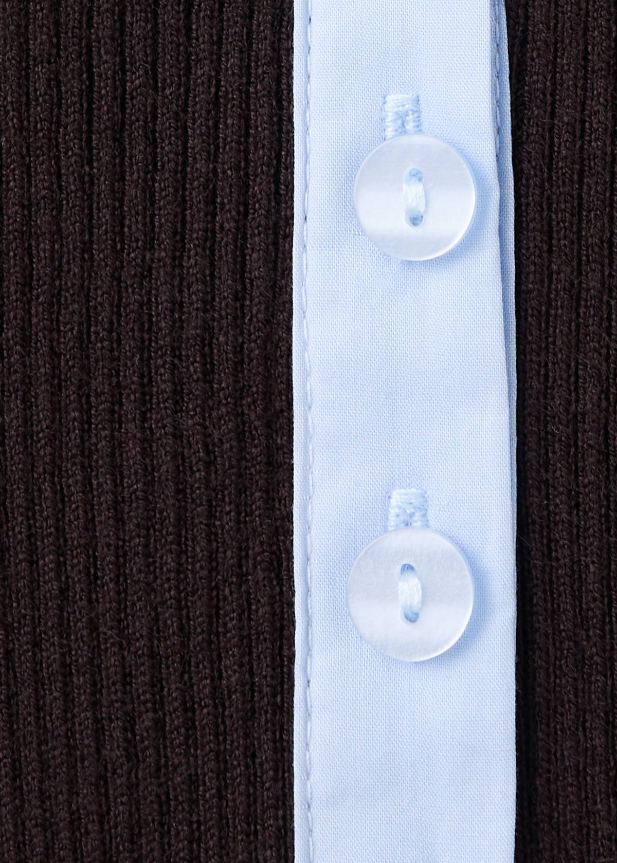 Ribbed jersey with contrast collar — Chocolate