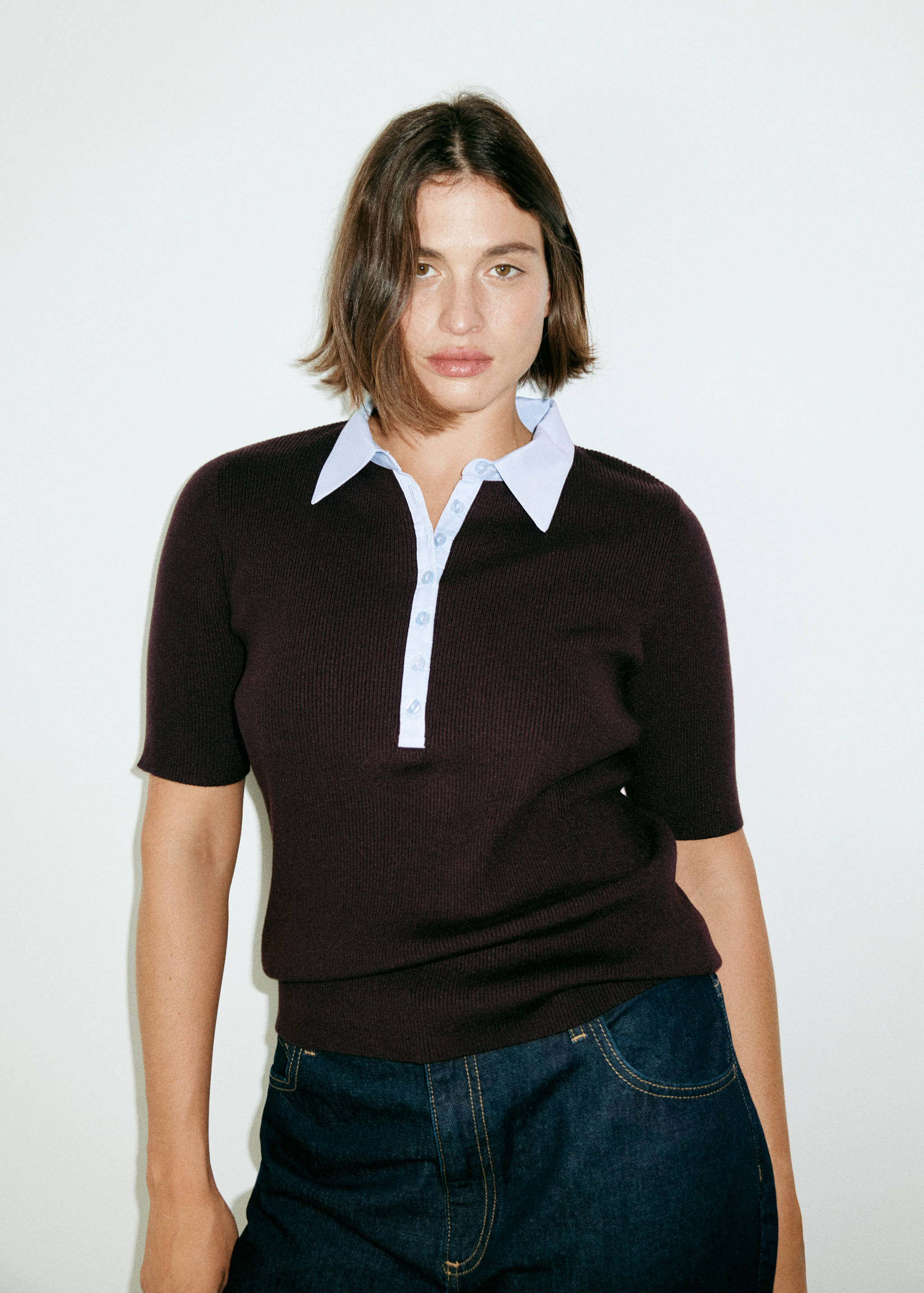 Ribbed jersey with contrast collar - Details of the article 6