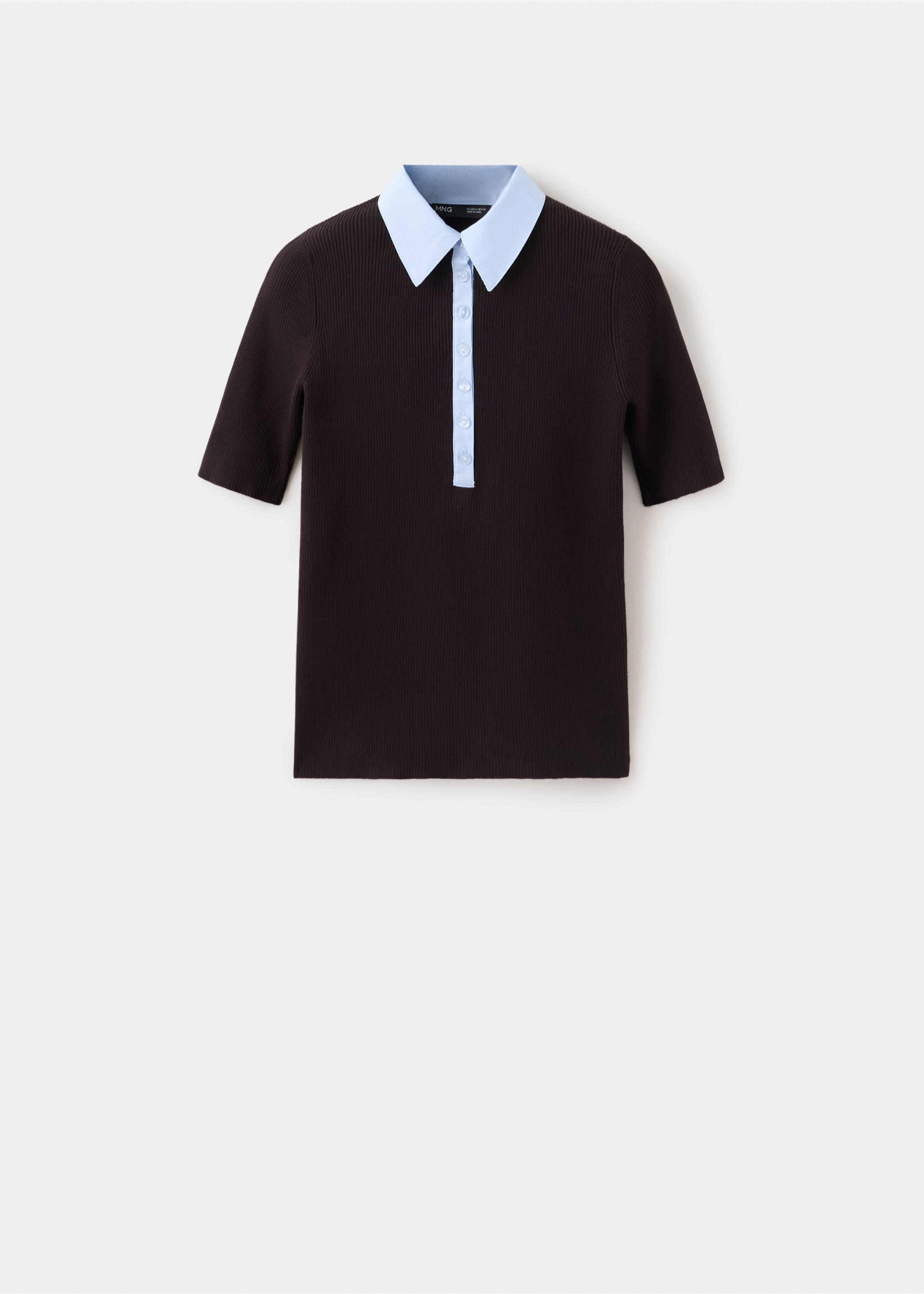 Ribbed jersey with contrast collar - Article without model, Chocolate. Ref: 37035837-00.