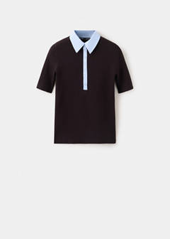 Ribbed jersey with contrast collar — Chocolate 8