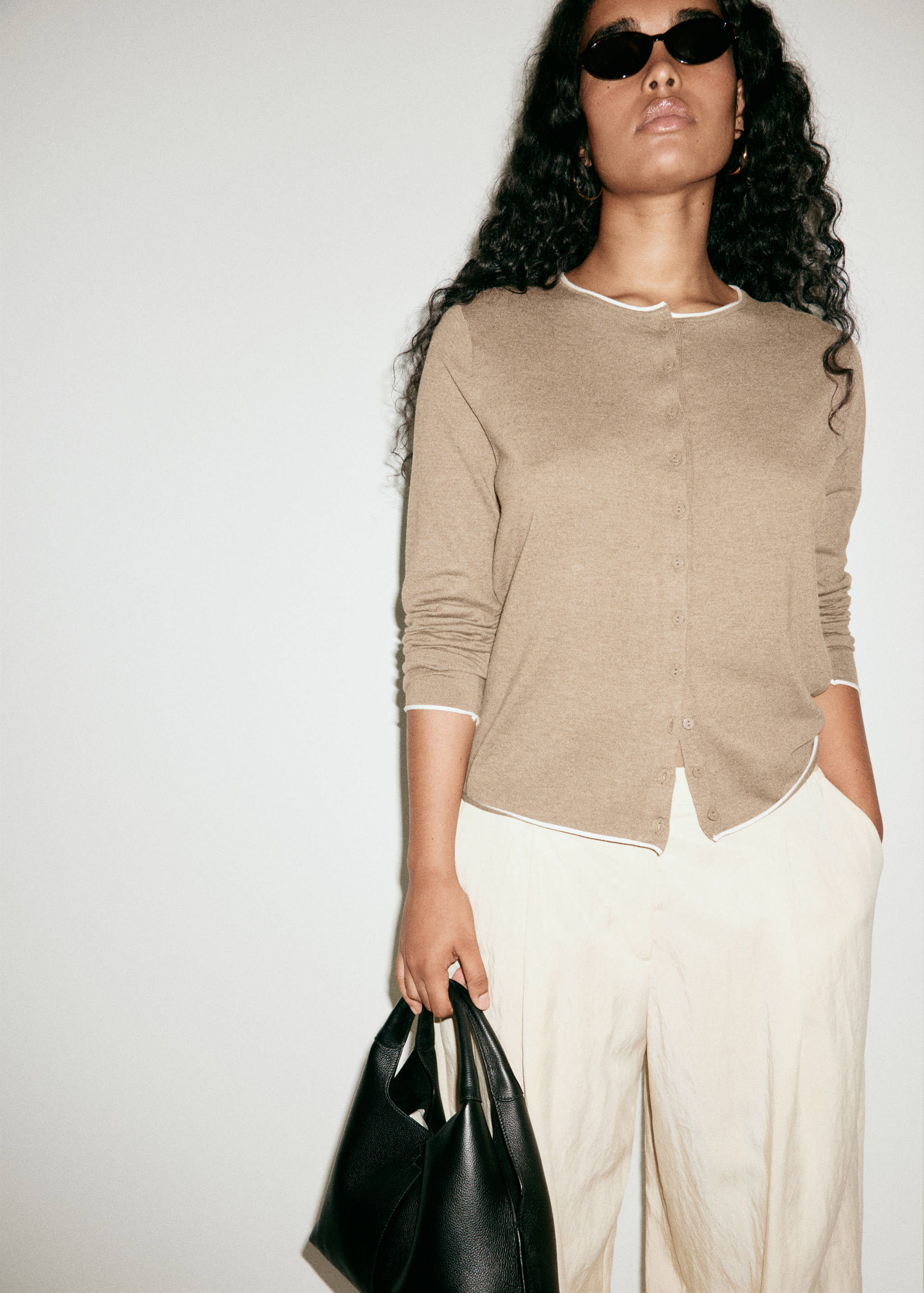 Knit cardigan with contrasting trims - Details of the article 5
