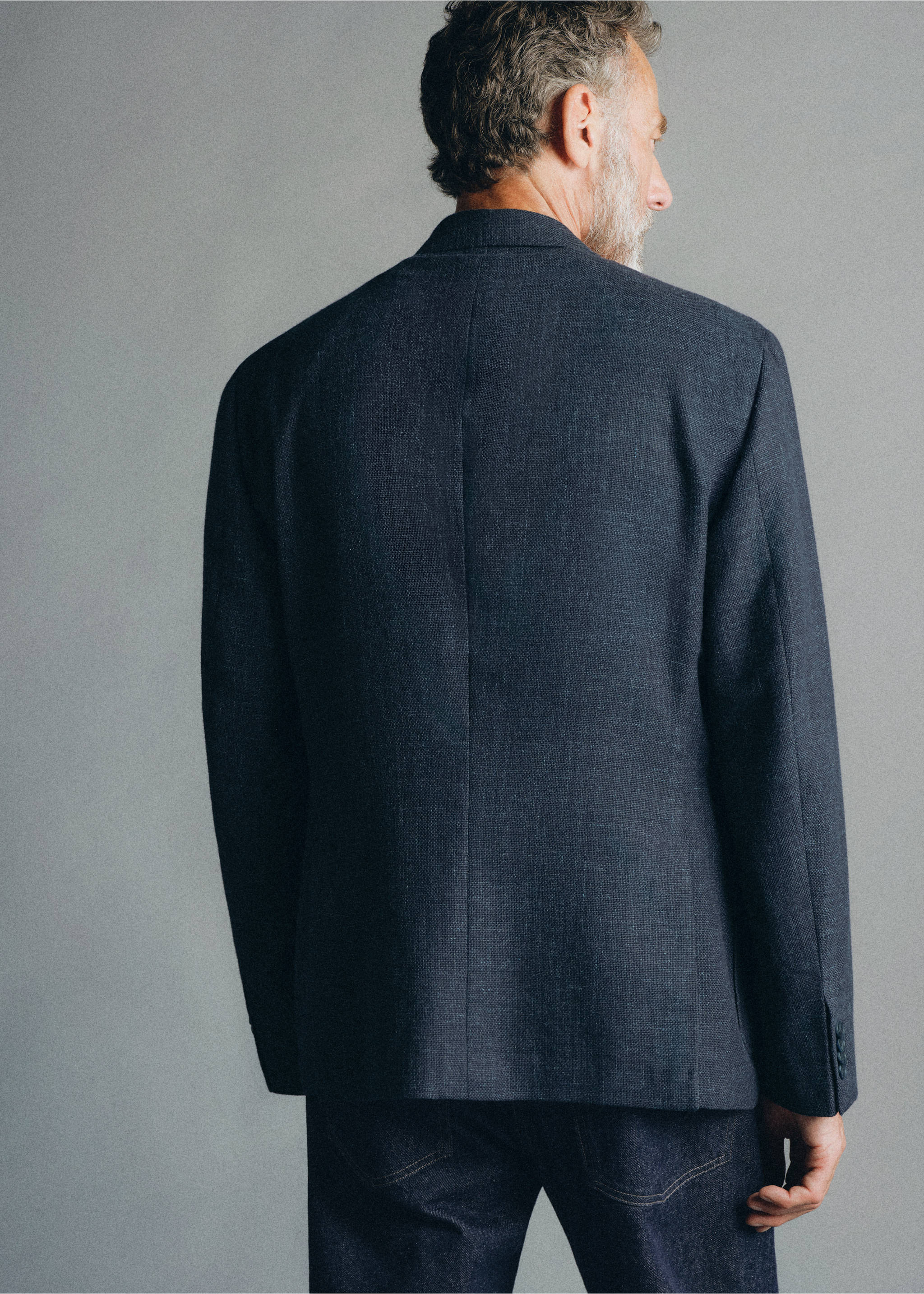 Italian cotton and wool denim jacket - Reverse of the article, Indigo Blue. Ref: 37035839-00.