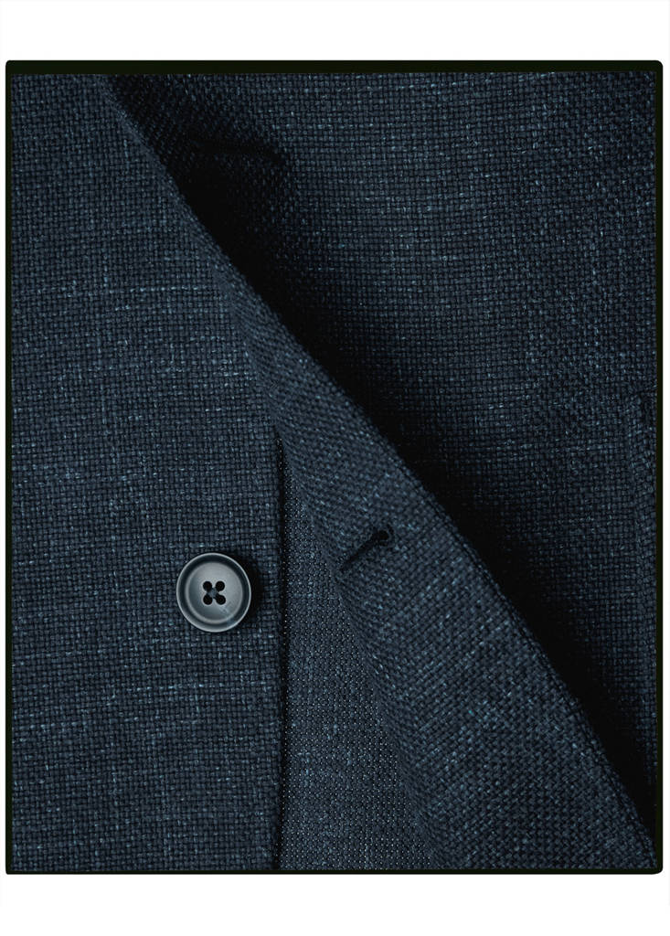 Italian wool-cotton denim blazer — Indigo Blue