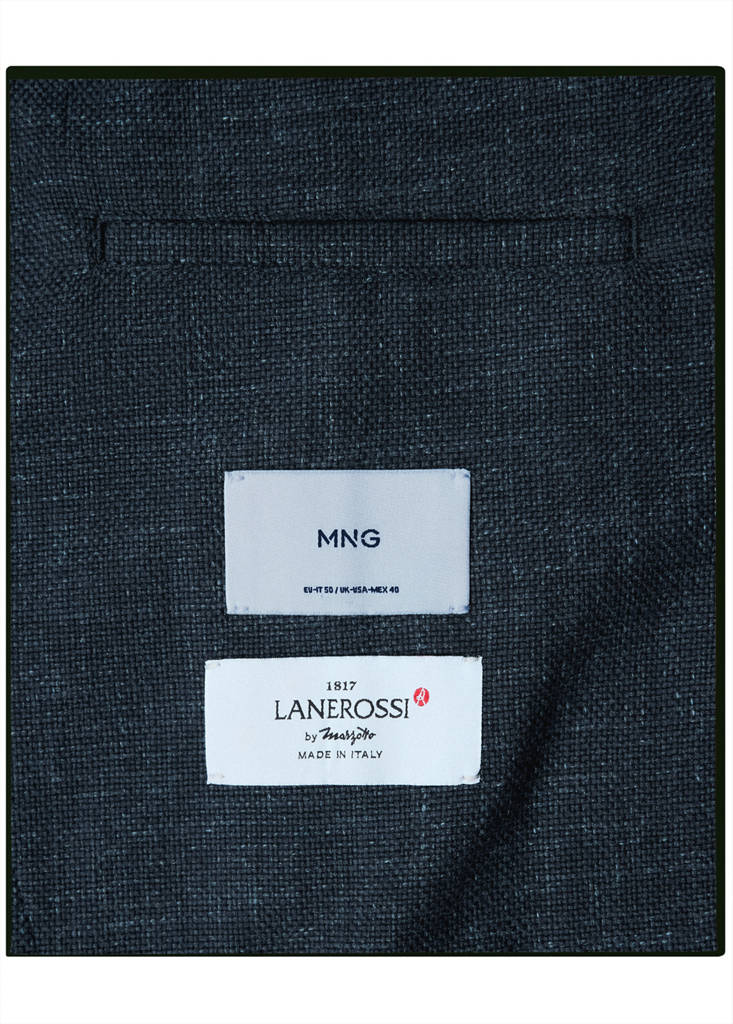 Italian wool-cotton denim blazer — Indigo Blue