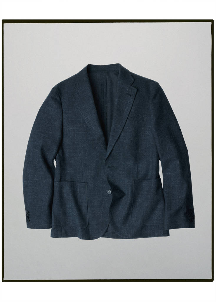 Italian wool-cotton denim blazer — Indigo Blue