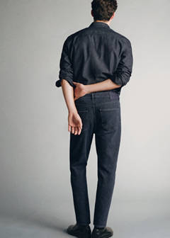 Jeans made in Italy, tapered fit, Candiani fabric — Black denim 3