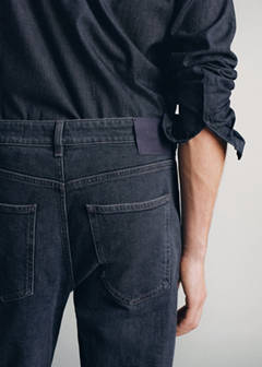 Jeans made in Italy, tapered fit, Candiani fabric — Black denim 6