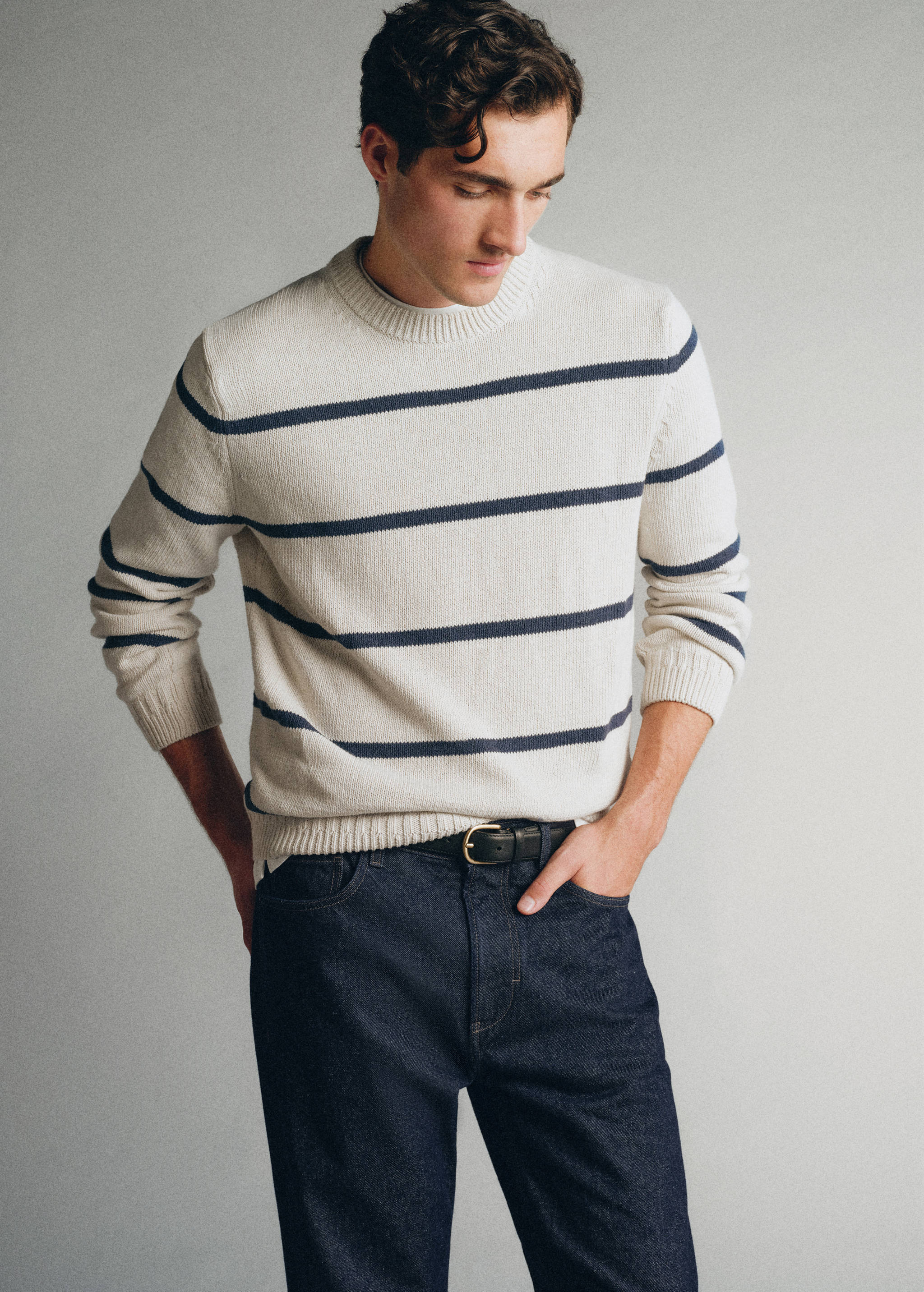 100% cotton striped jersey knit jumper - Medium plane