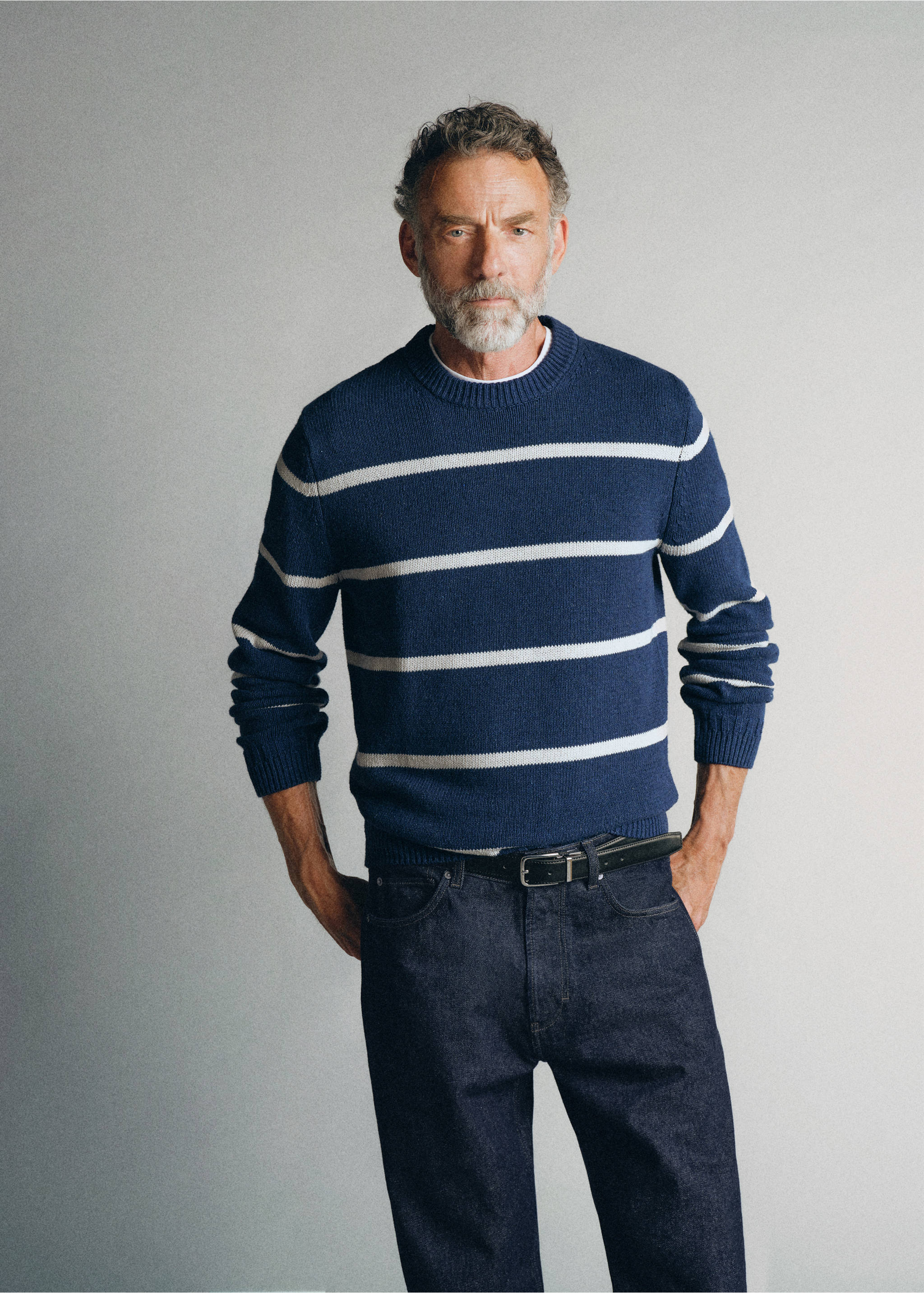 100% cotton striped jersey knit jumper - Medium plane, Indigo Blue. Ref: 37035841-00.
