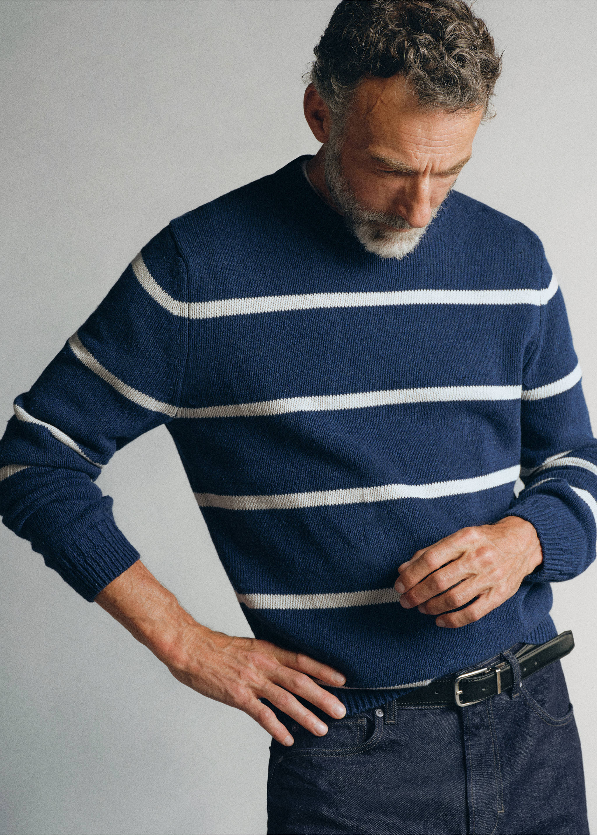 100% cotton striped jersey knit jumper - Details of the article 4, Indigo Blue. Ref: 37035841-00.