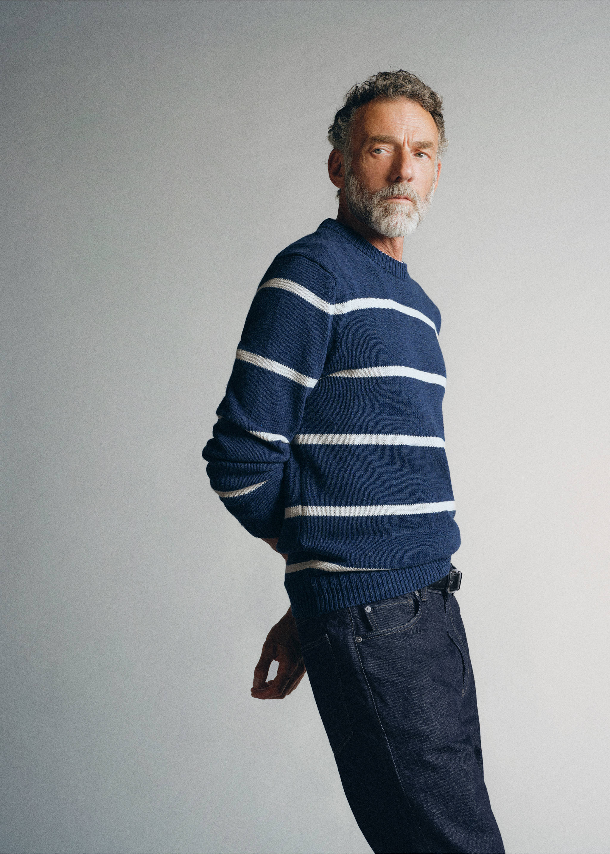 100% cotton striped jersey knit jumper - Details of the article 2, Indigo Blue. Ref: 37035841-00.