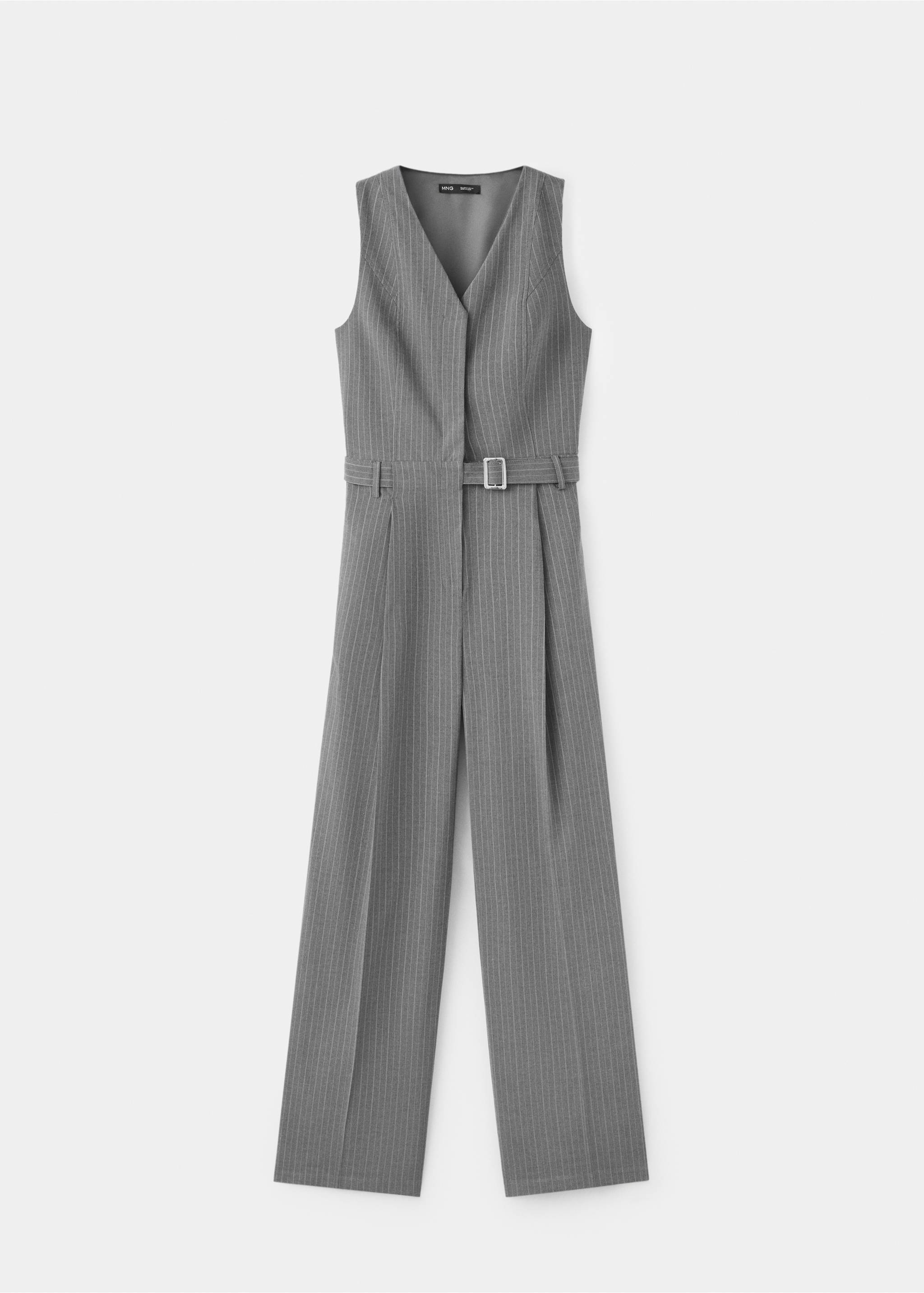 Pinstripe jumpsuit with belt - Article without model, Grey. Ref: 37035842-00.