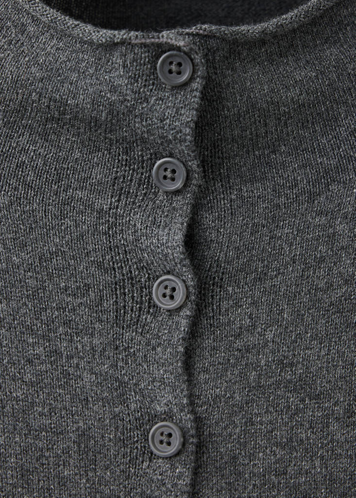 Perkins-neck cardigan with buttons — Grey