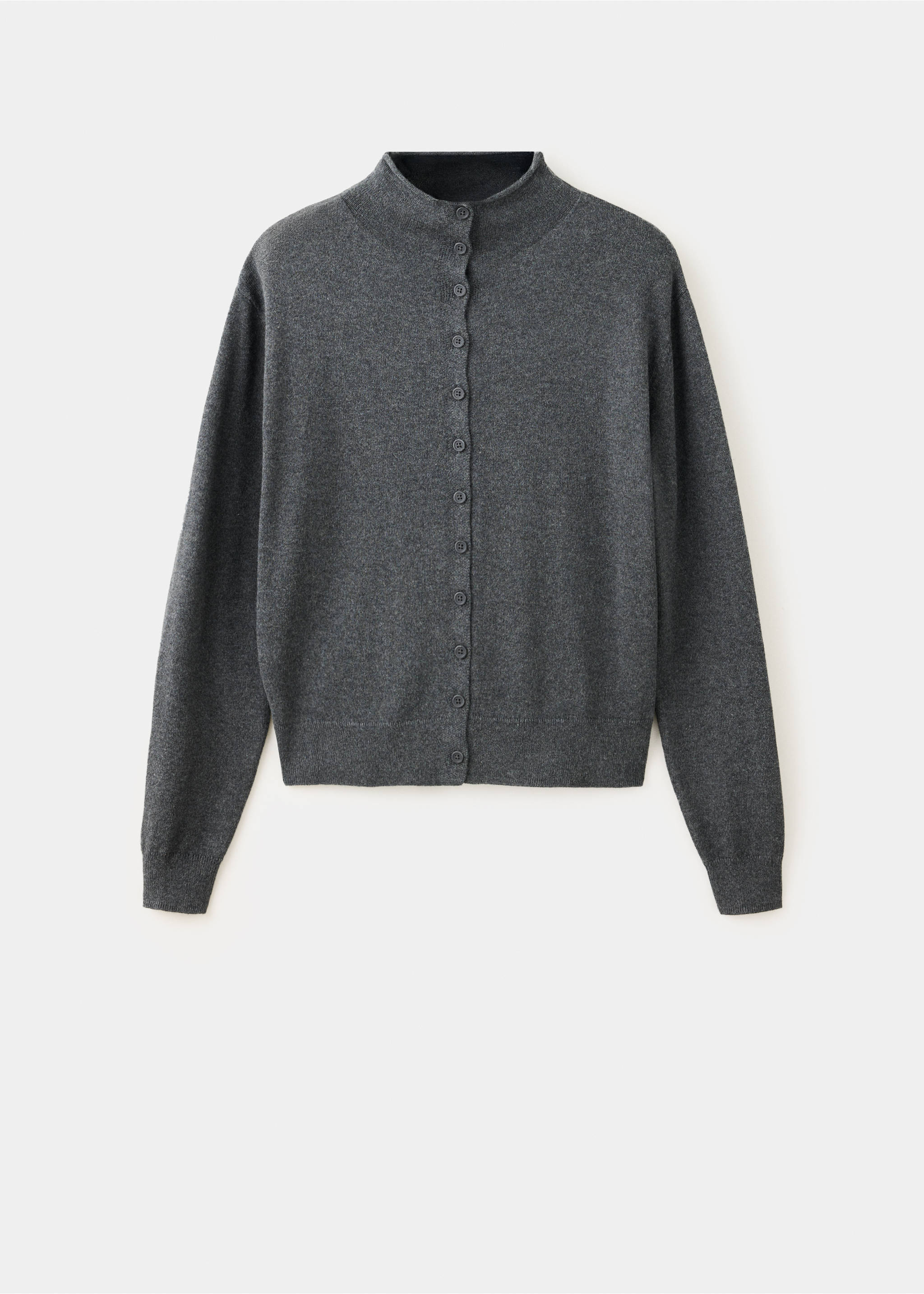 Perkins-collar button-up cardigan - Article without model, Grey. Ref: 37035843-00.