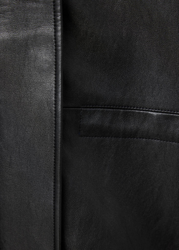 Faux leather funnel neck jacket — Black