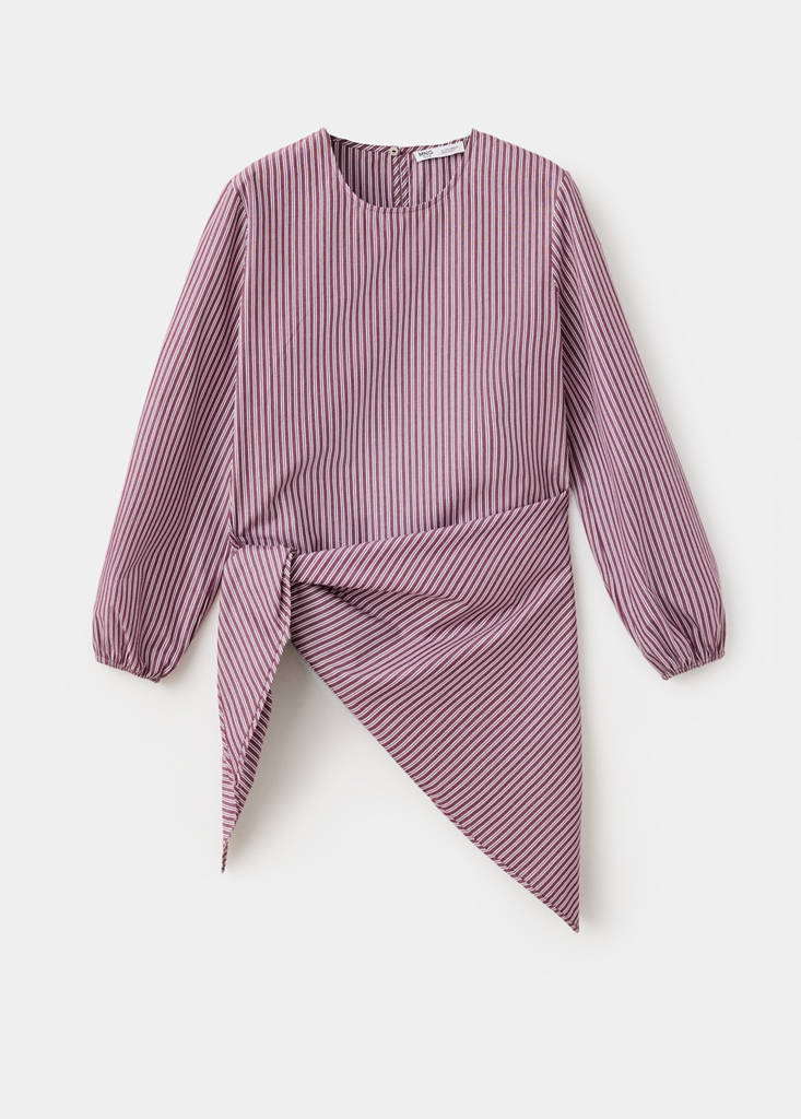 Mango Chemise Rayures Bandana In Bordeaux
