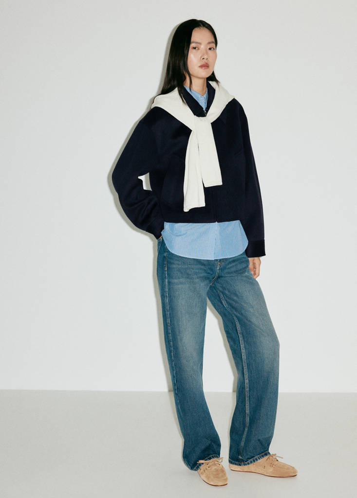 Wool jacket with shirt collar — Navy