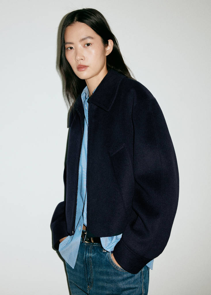 Wool jacket with shirt collar — Navy