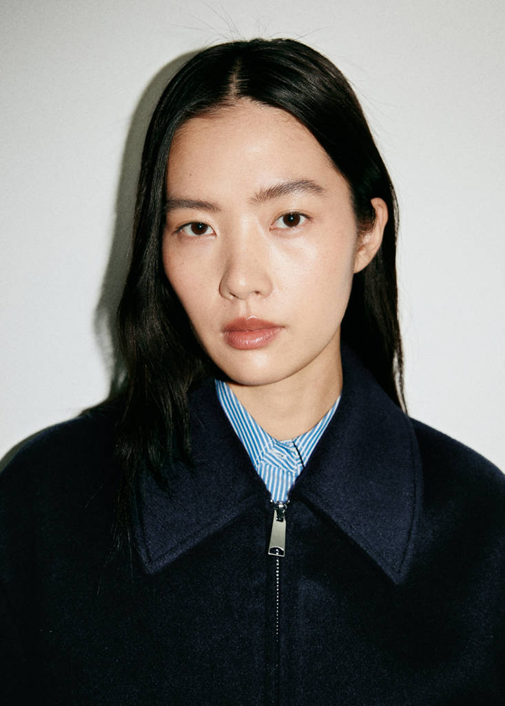 Wool jacket with shirt collar — Navy