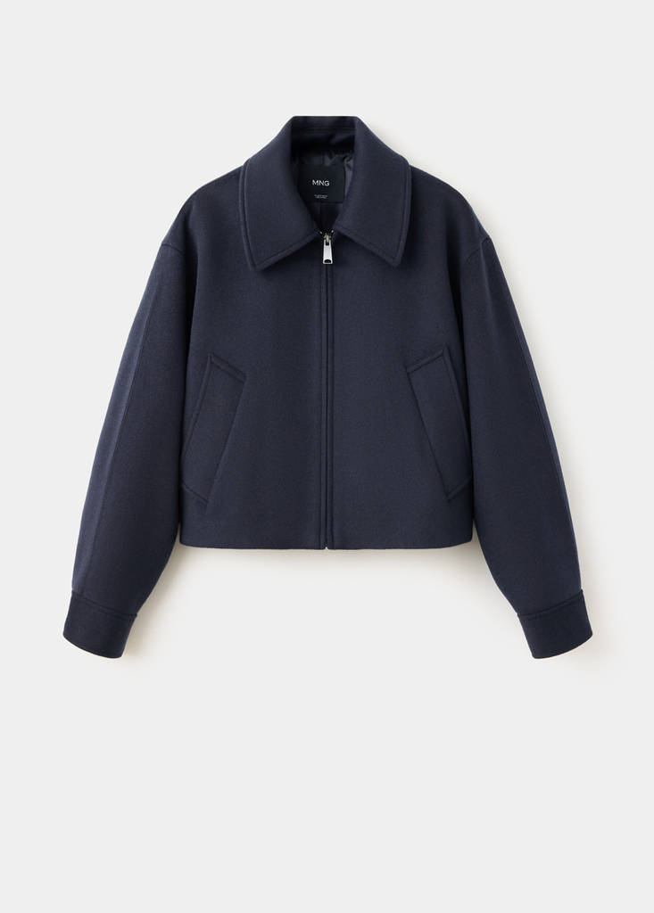 Wool jacket with shirt collar — Navy