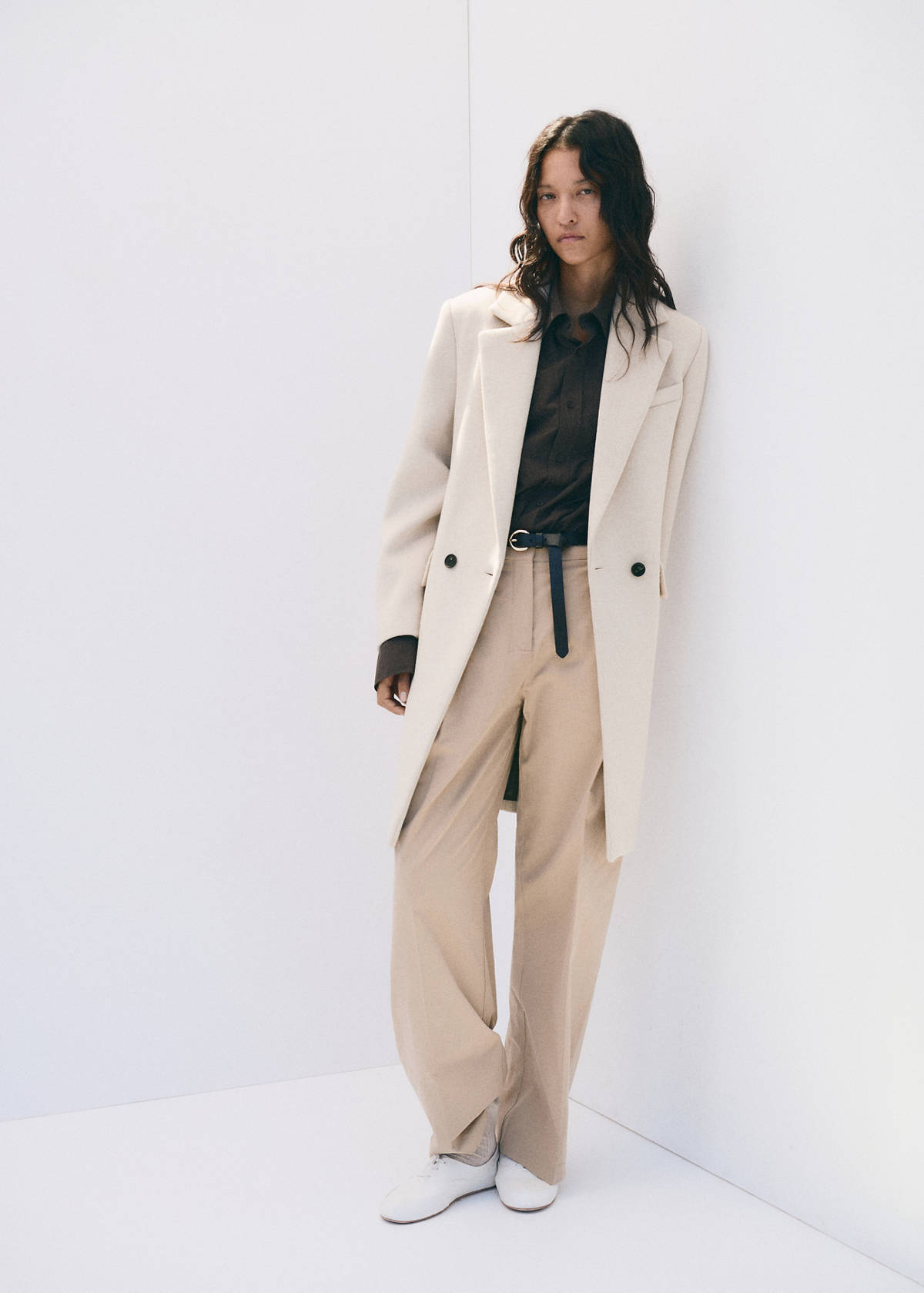 Double-breasted wool coat — Light/Pastel Grey