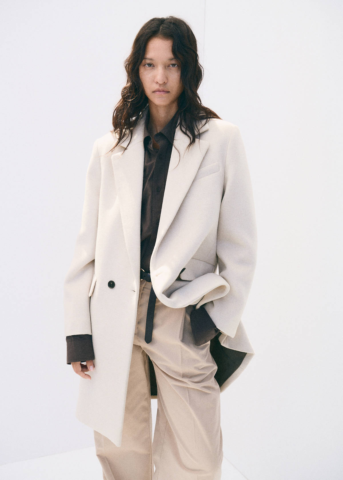 Double-breasted wool coat — Light/Pastel Grey