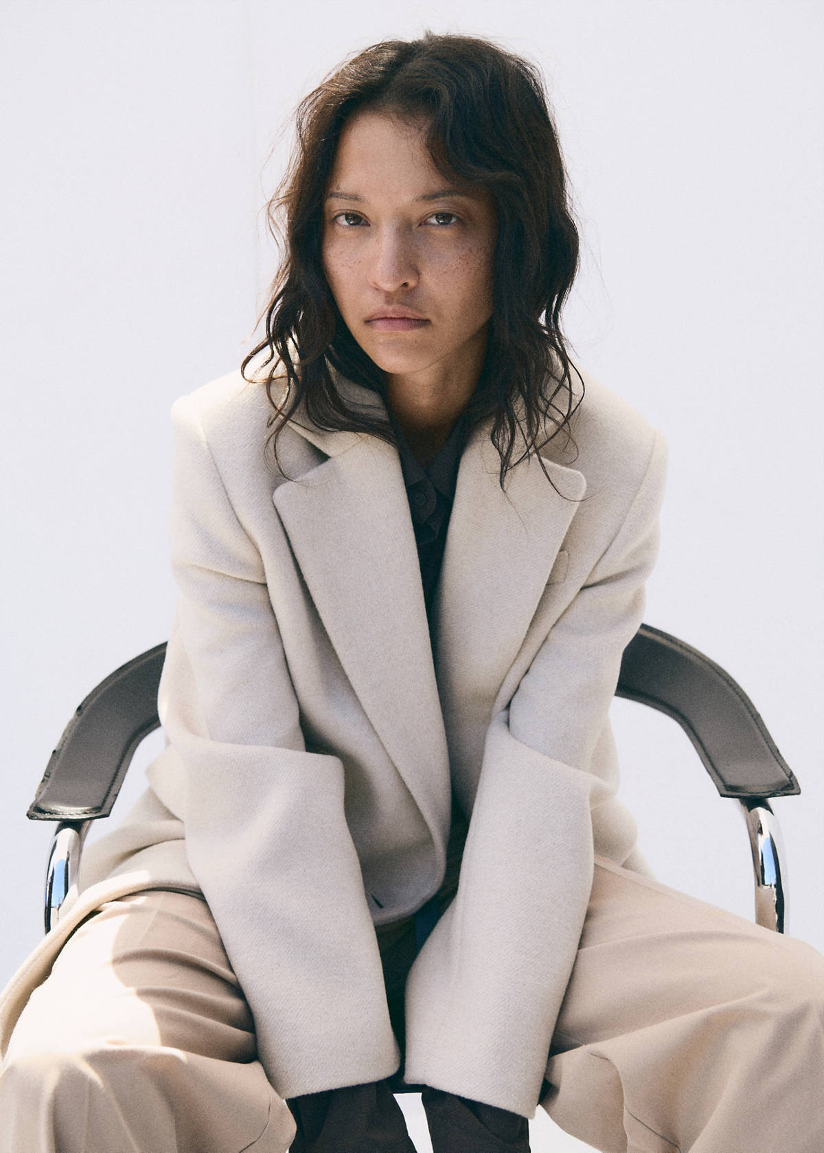 Double-breasted wool coat — Light/Pastel Grey