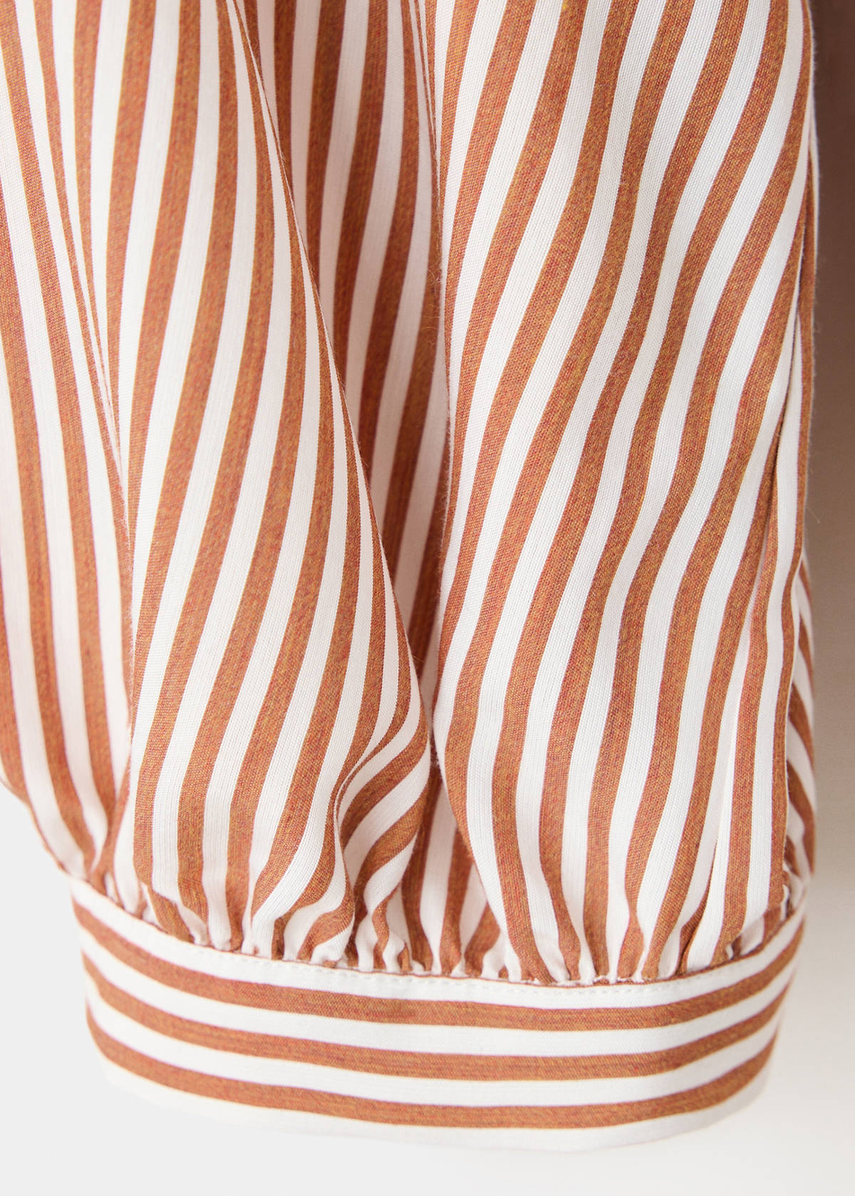 Striped blouse with frill detail — Brown