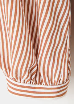 Striped blouse with frill detail — Brown 7