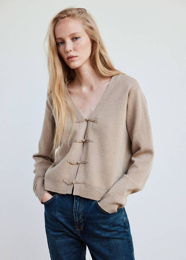 Toggle knit cardigan — Medium Brown