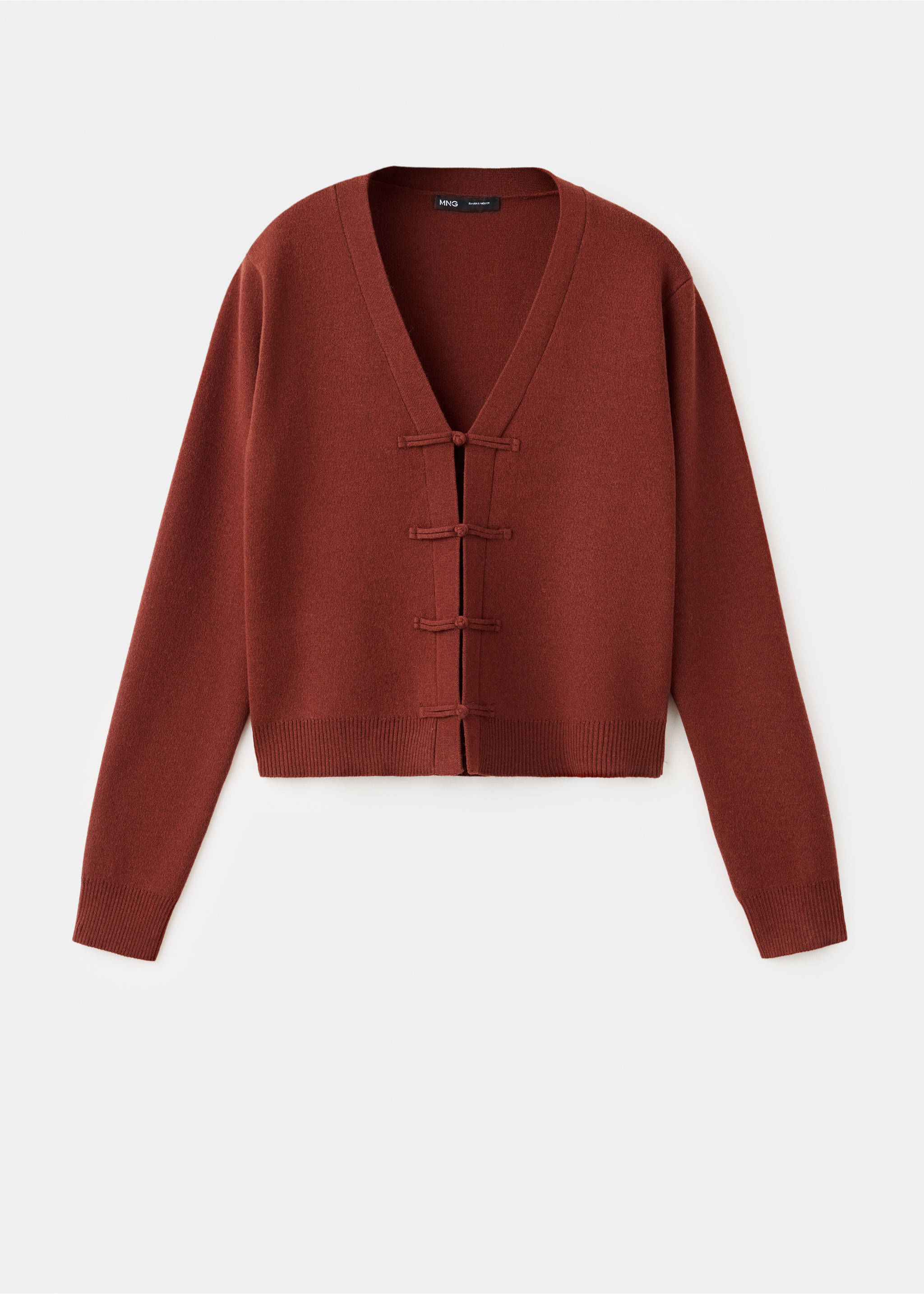 Cardigan en maille à brandebourgs - Article sans modèle, Rouge-orangé. Ref: 37035849-00.