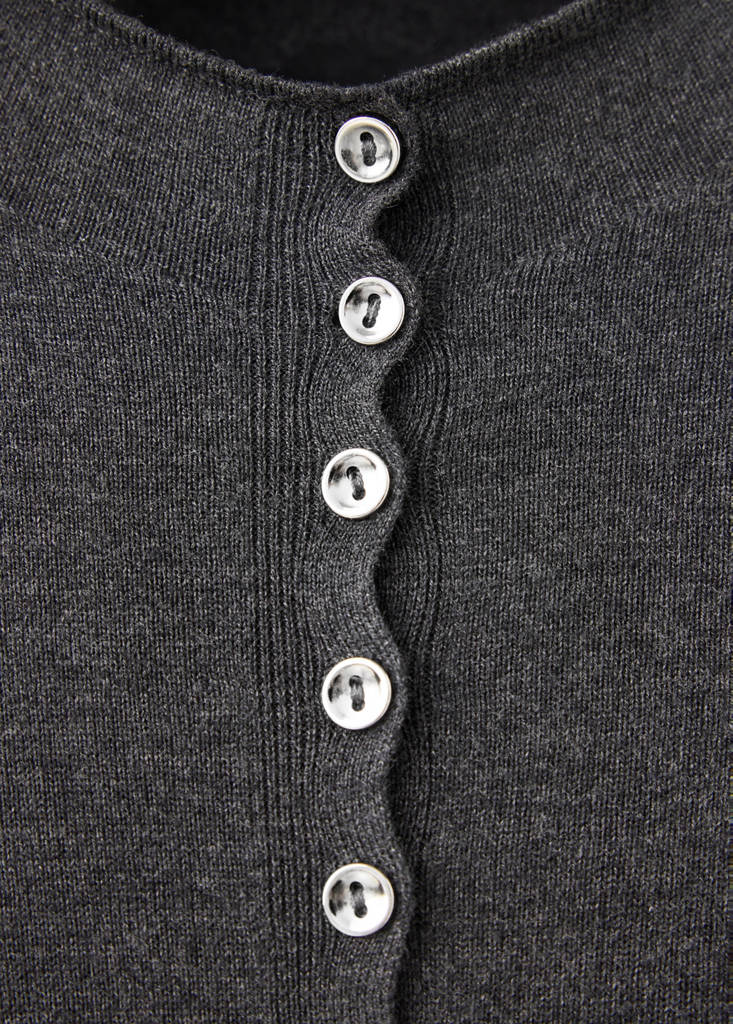 Fine-knit cardigan with metal buttons — Charcoal