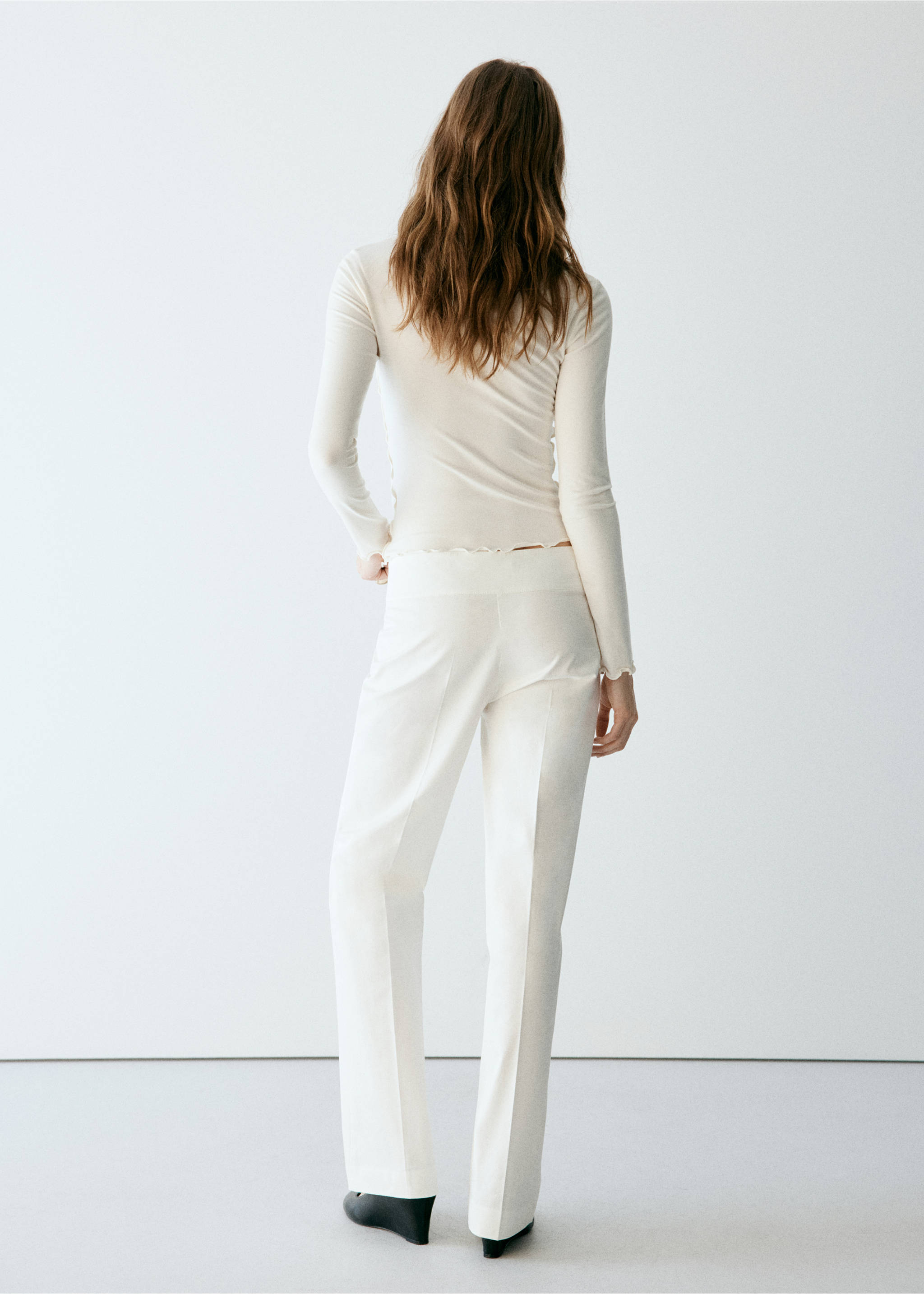 Ribbed T-shirt with scalloped trim - Reverse of the article, Off White. Ref: 37035852-00.