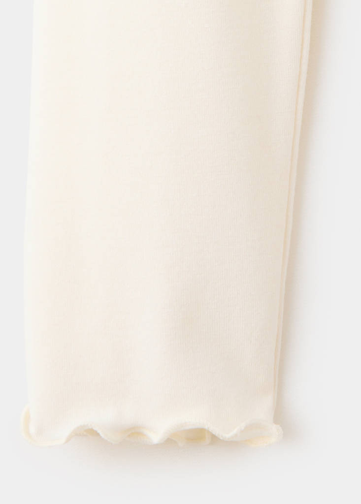 Ribbed T-shirt with scalloped trim — Off White
