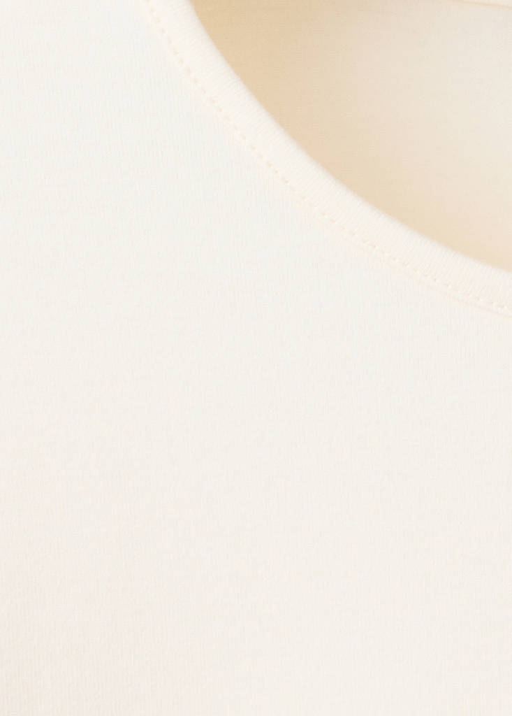 Ribbed T-shirt with scalloped trim — Off White