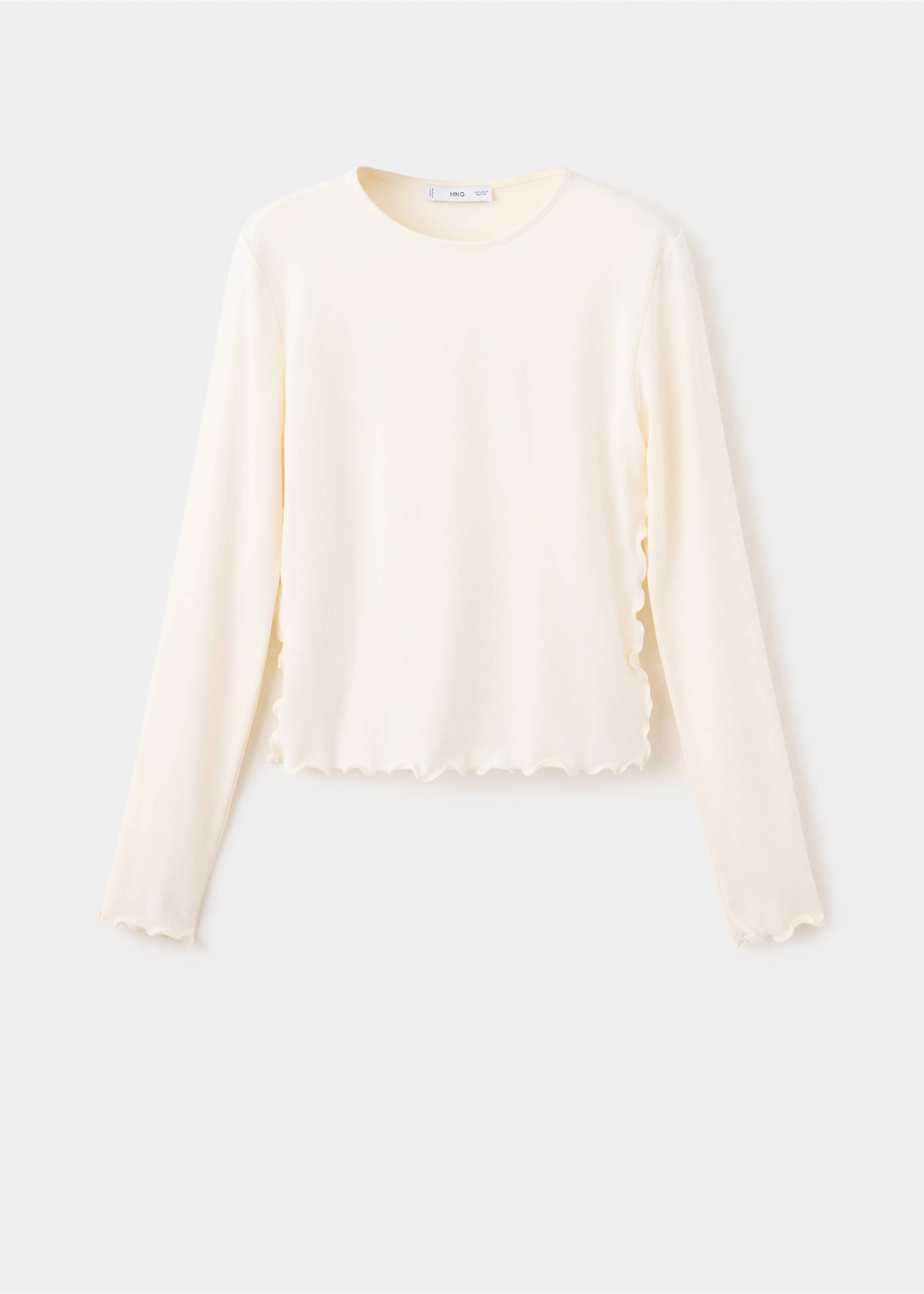 Ribbed T-shirt with scalloped trim - Article without model, Off White. Ref: 37035852-00.