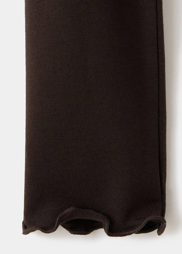 Ribbed T-shirt with scalloped trim — Chocolate