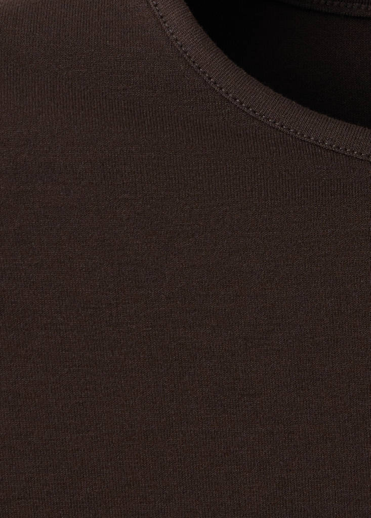 Ribbed T-shirt with scalloped trim — Chocolate