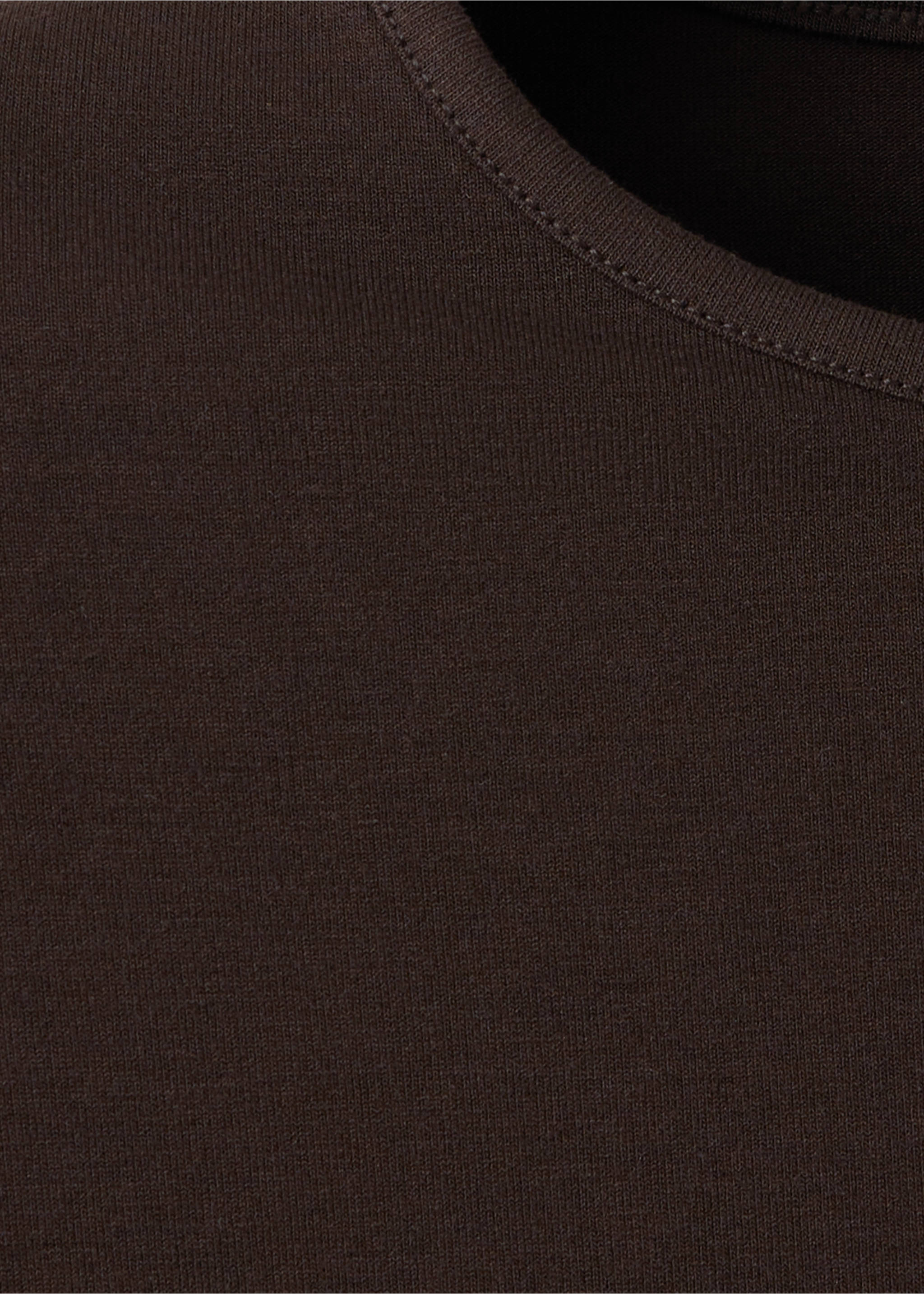 Ribbed T-shirt with scalloped trim - Details of the article 0, Chocolate. Ref: 37035852-00.