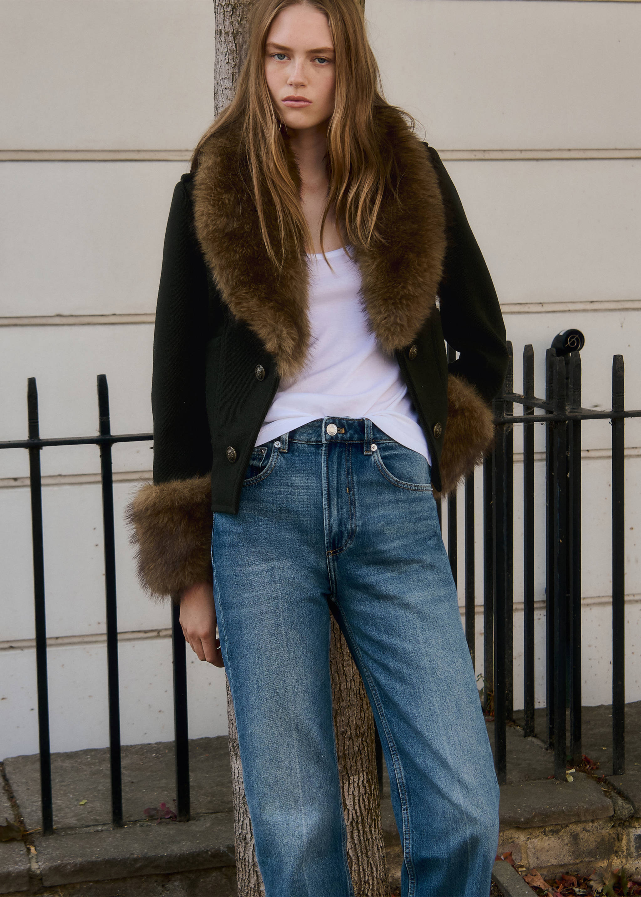 High waist straight jeans - Medium plane