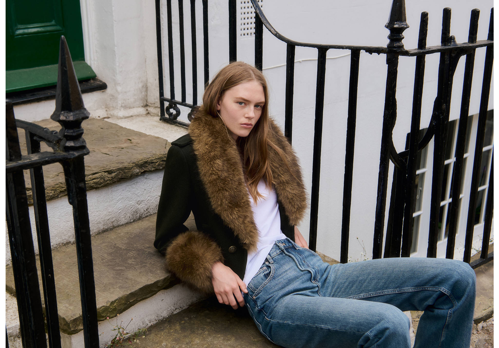 High waist straight jeans - Panoramic plane