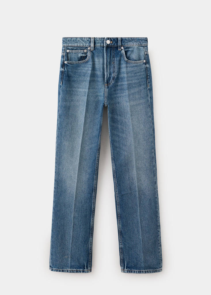High waist straight jeans — Medium Blue