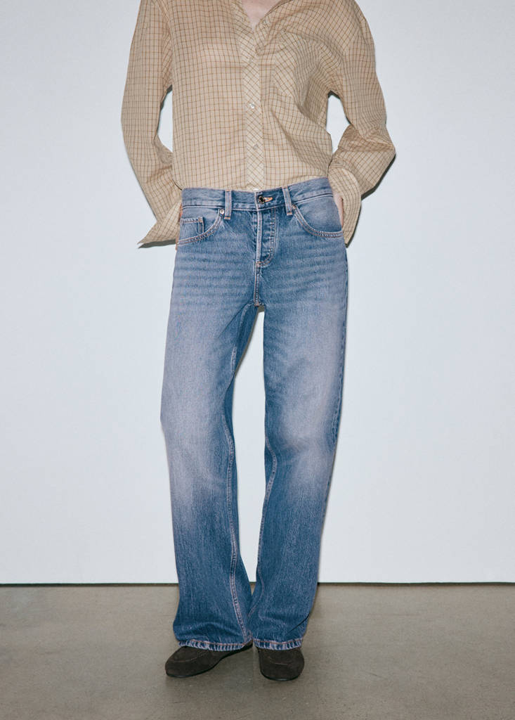 Straight low-waist jeans — Medium Blue
